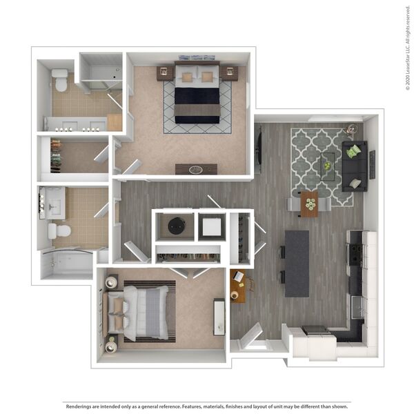 1 Bed / 2 Bath + Den - C1.6