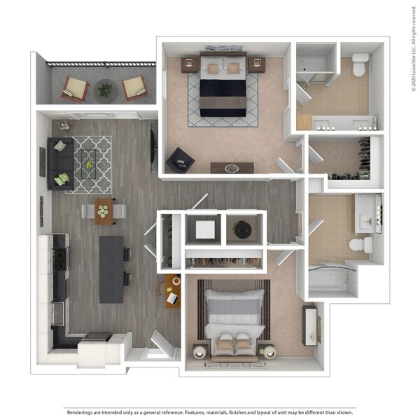 1 Bed / 2 Bath + Den - C1