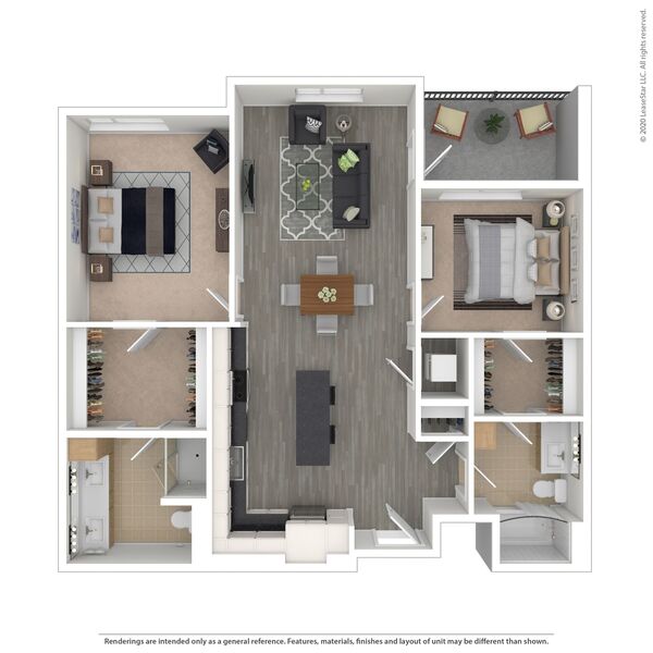 2 bed/2 bath - D01.01