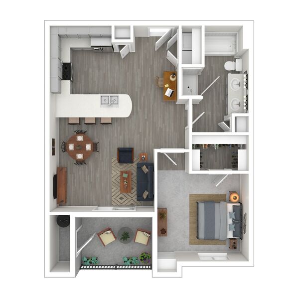 1 Bed x1 Bath 867 SF