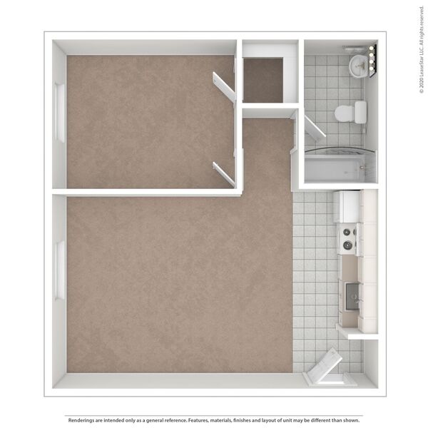 1 Bedroom, 1 Bathroom Small