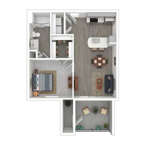 1 Bed x1 Bath 721 SF
