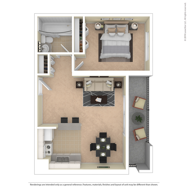 1 Bed 1 Bath - 1A