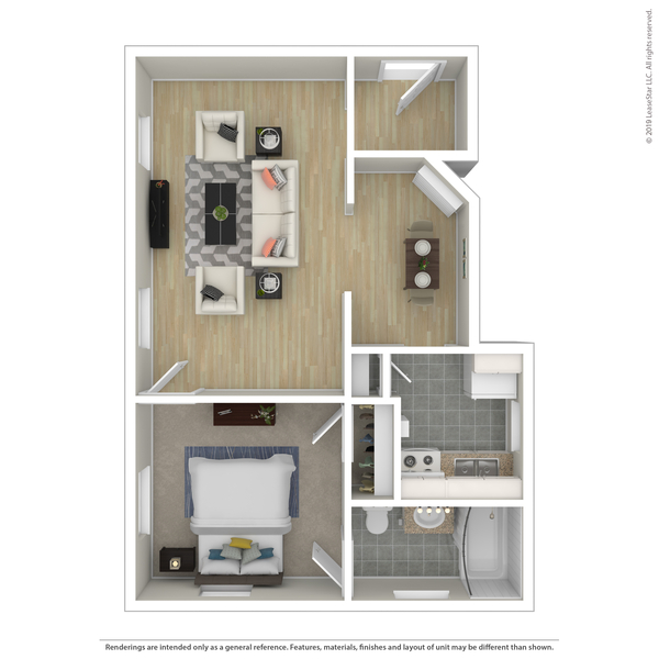 One Bedroom One Bath Corner Un