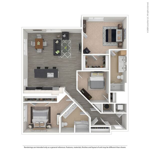 2 bed/2 bath w/den - E1