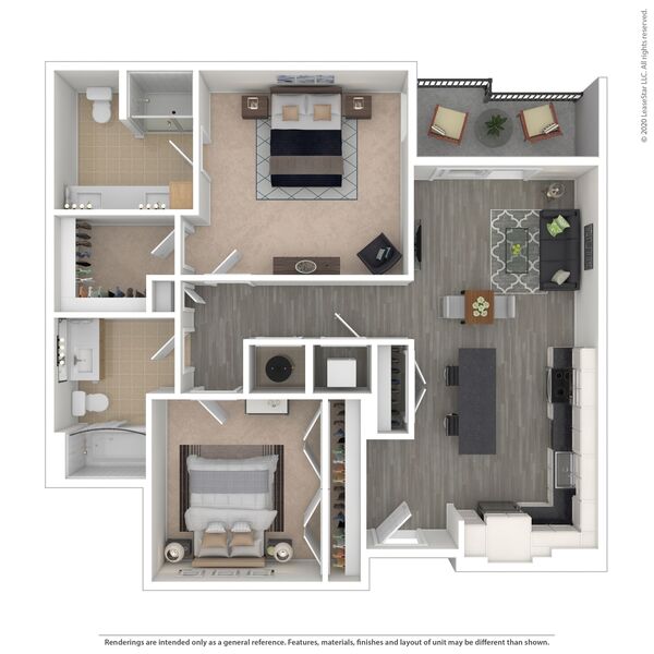 1 Bed / 2 Bath + Den - C1.5