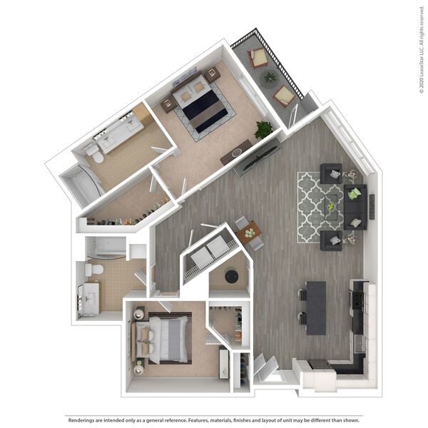 1 Bed / 2 Bath + Den - C2