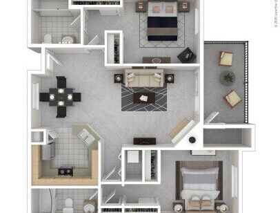 River Run Village - Plan 4 - 2 bed - 2 bath - 988 sf