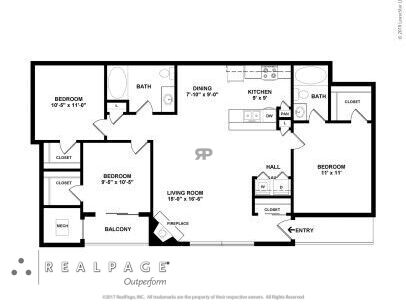 The Landings at Eagleridge Apartments - 3X2 P2 - 3 bed - 2 bath - 1160 sf