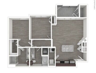 B1: Beds - 2: Baths - 2: SqFt Range - 960 to 960
