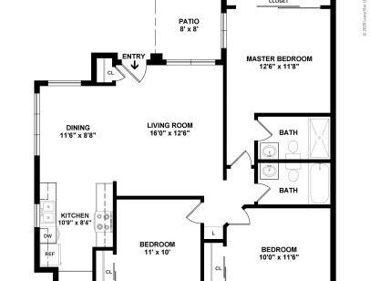 The Willows - Plan B - 3 bed - 2 bath - 1100 sf