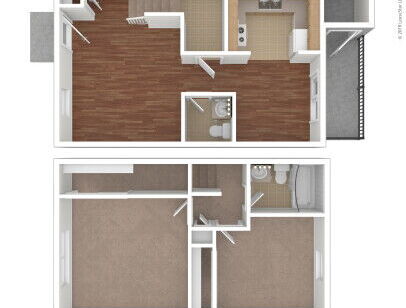 PLEASANT VALLEY - TOWNHOUSE 2 - 2 bed - 1.5 bath - 680 sf