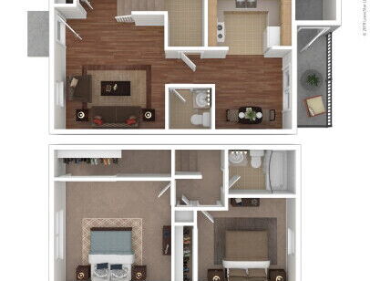 PLEASANT VALLEY - TOWNHOUSE 2 - 2 bed - 1.5 bath - 680 sf