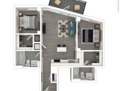 J Linea - D4 - 2 bed - 2 bath - 1003 sf