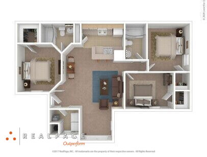 Watauga Woods Apartments - Mangrove - 3 bed - 2 bath - 1070 sf