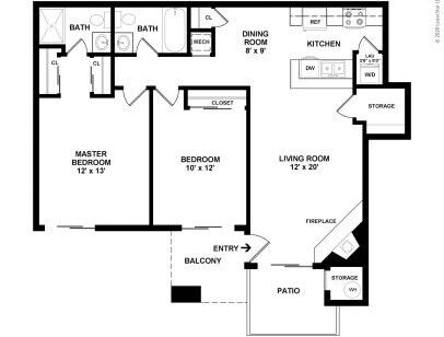 Oak Hill Apartments - 2 Bedroom 2 Bath - 2 bed - 2 bath - 970 sf