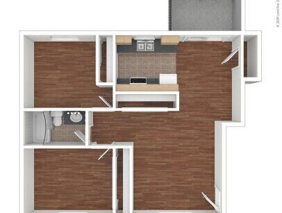 Rivard Apartments - Orchid - 2 bed - 1 bath - 776 sf