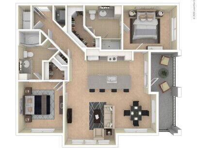 Orleans at Fannin Station - B3 - 2 bed - 2 bath - 1207 sf