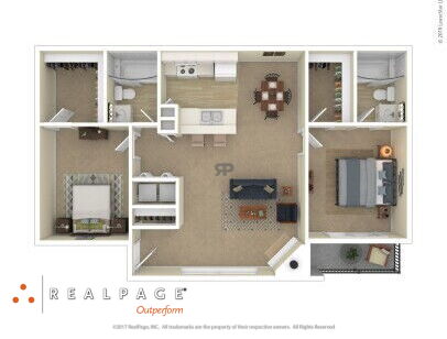 The Landings at Eagleridge Apartments - 2X2 P1 - 2 bed - 2 bath - 997 sf