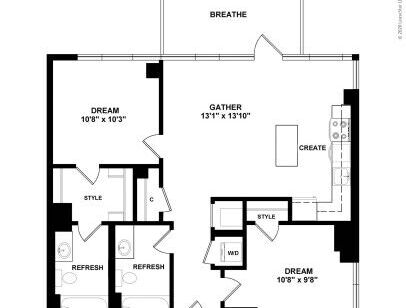 J Linea - D9 - 2 bed - 2 bath - 857 sf