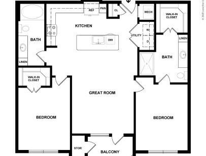 Orleans at Fannin Station - B1b - 2 bed - 2 bath - 1190 sf