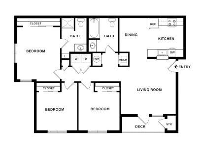 THE ORCHARD APARTMENTS - Gala - 3 bed - 2 bath - 1076 sf