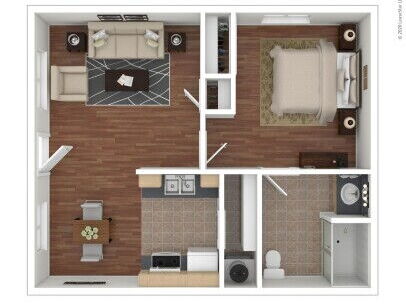 Rivard Apartments - Cyrus - 1 bed - 1 bath - 607 sf