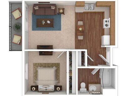 Pioneer Village Retirement Community - Jefferson - 1 bed - 1 bath - 548 sf