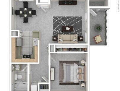 River Run Village - Plan 2 - 1 bed - 1 bath - 691 sf