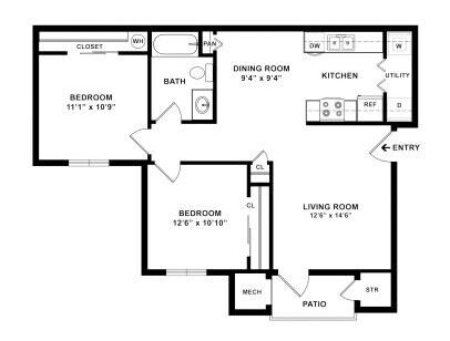 Maple Street Apartments - Braeburn - 2 bed - 1 bath - 830 sf