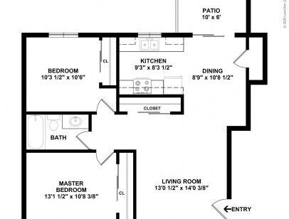 Rivard Apartments - Orchid - 2 bed - 1 bath - 776 sf