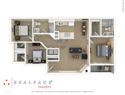 The Landings at Eagleridge Apartments - 3X2 P1 - 3 bed - 2 bath - 1120 sf