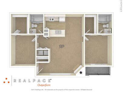 The Landings at Eagleridge Apartments - 2X2 P1 - 2 bed - 2 bath - 997 sf