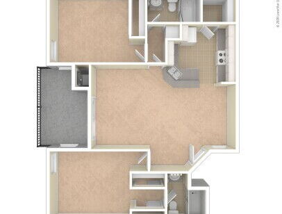 The Willows - Plan A - 2 bed - 2 bath - 999 sf