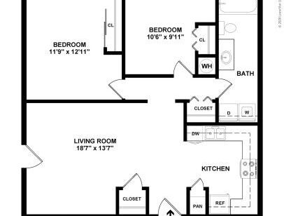 Clarkston Gardens - Belmont - 2 bed - 1 bath - 855 sf