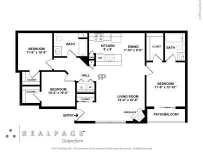 The Landings at Eagleridge Apartments - 3X2 P1 - 3 bed - 2 bath - 1120 sf