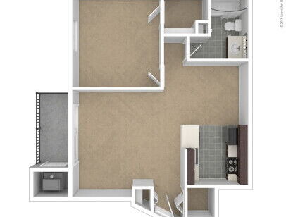 The Aspen: Beds - 1: Baths - 1: SqFt Range - 794 to 794