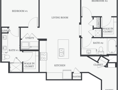 B1 - The Atchinson: Beds - 2: Baths - 2: SqFt Range - 1030 to 1030