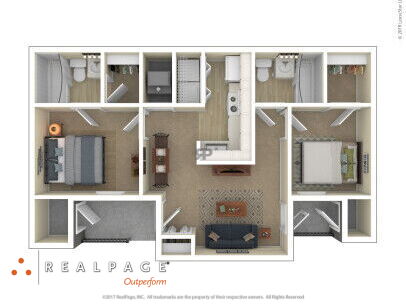 Lynmar Apartments - B60 - 2 bed - 2 bath - 856 sf