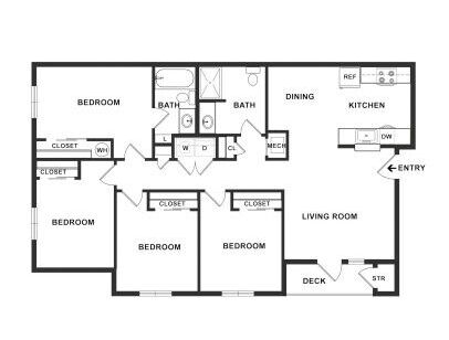 THE ORCHARD APARTMENTS - Braeburn - 4 bed - 2 bath - 1257 sf