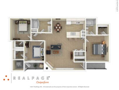 The Landings at Eagleridge Apartments - 3X2 P2 - 3 bed - 2 bath - 1160 sf