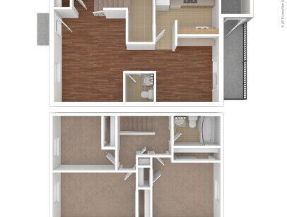 PLEASANT VALLEY - TOWNHOUSE 3 - 3 bed - 1.5 bath - 780 sf