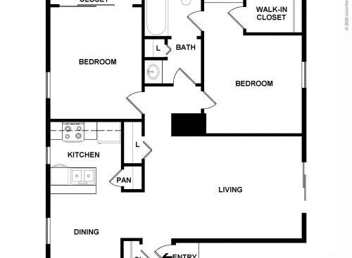Forest Oaks - B2 - 2 bed - 1 bath - 900 sf