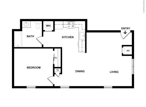 Riverside Arms - One Bedroom One Bath - 1 bed - 1 bath - 651 sf