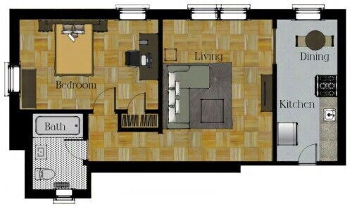1 Bedroom: Beds - 1: Baths - 1: SqFt Range - 551 to 1228