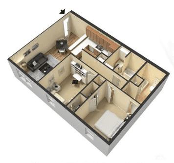 2 BR 2 BA: Beds - 2: Baths - 2: SqFt Range - 955 to