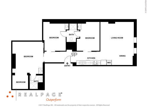 Keystone Flats - Three Rivers--Shared Bedroom - 3 bed - 2 bath - 1026 sf