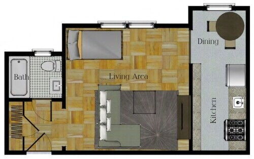 Studio: Beds - Studio: Baths - 1: SqFt Range - 352 to 600