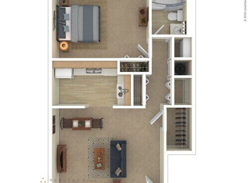 1 Bedroom 1BFH: Beds - 1: Baths - 1: SqFt Range - 620 to 620