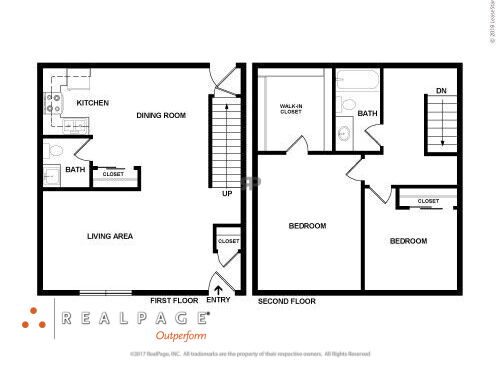 Woodfield Heights Apartments - Style CC - 2 bed - 1.5 bath - 1204 sf